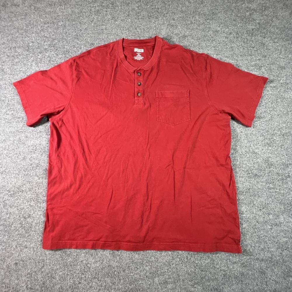 Duluth Trading Co Men 3XL Red Cotton Longtail T-Shirt Henley Pocket Casual Shirt